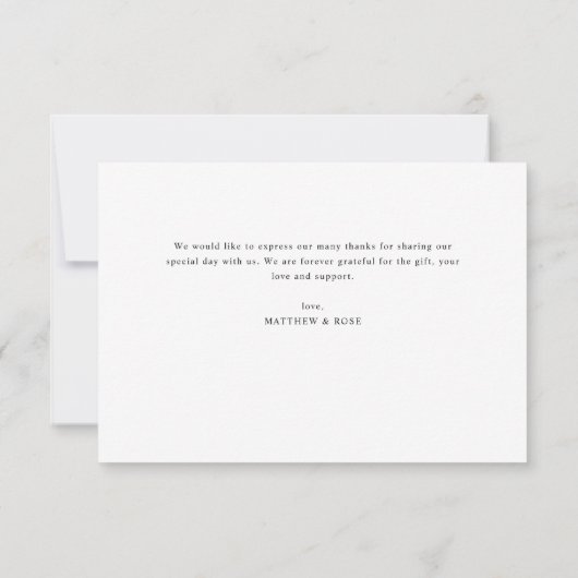 Modern Stijlvol Wit Script Wedding Dank u kaart (Achterkant)