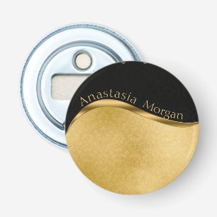 Modern stijlvol, zwart en goud button flesopener