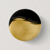 Modern stijlvol, zwart en goud ronde button 3,2 cm (Voorkant)