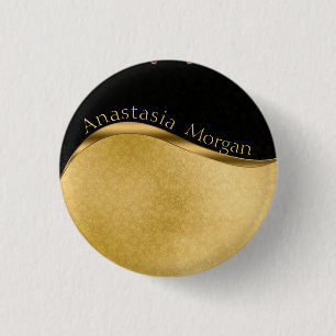 Modern stijlvol, zwart en goud ronde button 3,2 cm