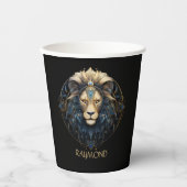 Modern stijlvol zwart goud leeuw zodiac zon teken  papieren bekers (Voorkant)