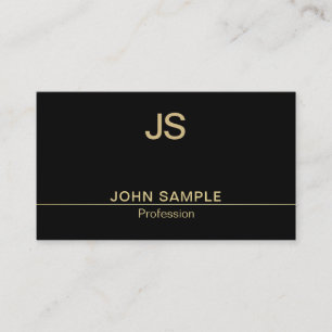 Modern Stijlvol Zwart Goud Monogram Luxe Chic Visitekaartje