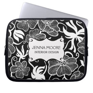 Modern stijlvol zwart-wit flessenpatroon laptop sleeve