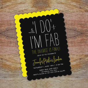 Modern Stijlvol Zwart Wit Geel Scheidingsfeest Kaart