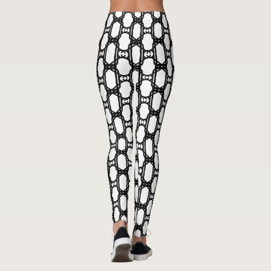 Modern stijlvol zwart wit geometrisch patroon leggings (Achterkant)