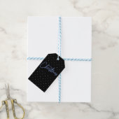 Modern stijlvol zwart-wit kerstscript cadeaulabel (Met Touw)