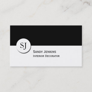 Modern stijlvol zwart-wit monogram visitekaartje