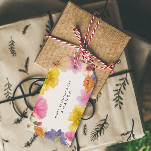 Modern Stijlvolle Bloemen Valentijns's Gift Label Cadeaulabel