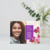 Modern Stijlvolle Orchideeën Afstuderen Uitnodigin Briefkaart (Staand voorkant)