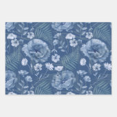 Modern Stofblauw Wildbloem Motief Inpakpapier Vel (Voorkant 3)