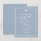 Modern stoffig blauw eerste Heilige Communie uitno Briefkaart (Voorkant / Achterkant)