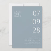 Modern Stoffig Blauw Elegant Bruiloft Save The Date (Voorkant)