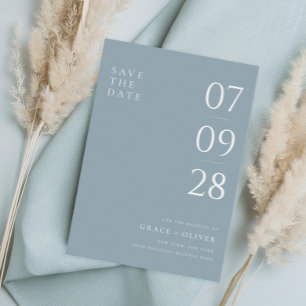 Modern Stoffig Blauw Elegant Bruiloft Save The Date