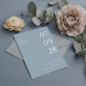 Modern Stoffig Blauw Elegant Bruiloft Save The Date