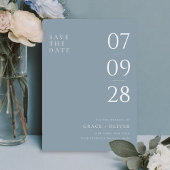 Modern Stoffig Blauw Elegant Bruiloft Save The Date