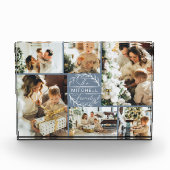 Modern stoffig blauw familie foto collage Keepsake (Voorkant)