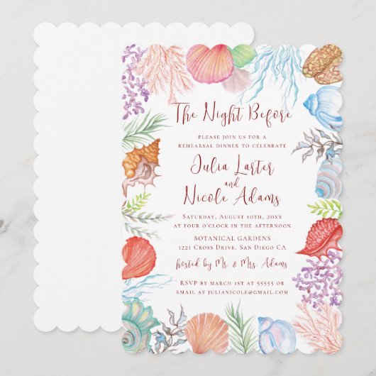 Modern stoffig blauw Zee Shell Beach repetitie din Kaart (Voorkant / Achterkant)