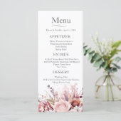 Modern stoffig Roos roze bruiloft Menu (Staand voorkant)