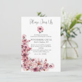 Modern stoffig Roos Roze QR Code Wedding Informatiekaartje (Staand voorkant)