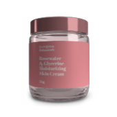 Modern stoffig roos waterdicht cosmetica potje lab waterfles etiket