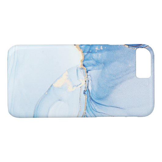 Modern Stone Dusty Blue Marble Case-Mate iPhone Case (Achterkant (Horizontaal))