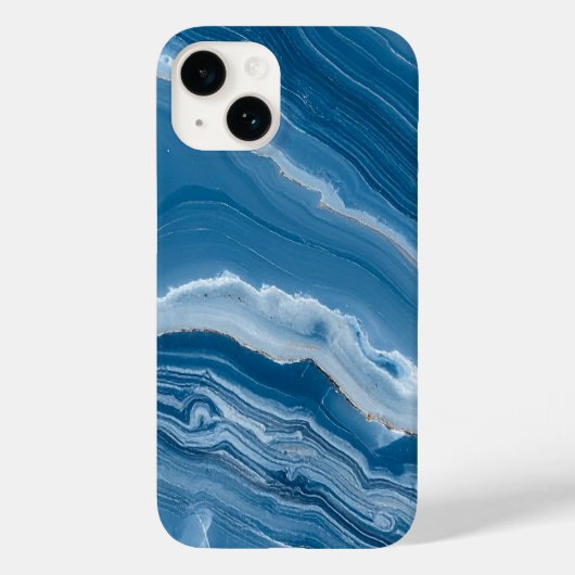 Modern Stone Dusty Blue Marble Case-Mate iPhone Case (Achterkant)