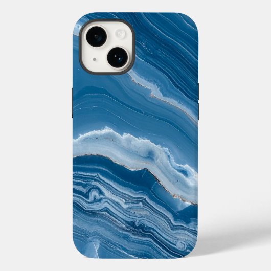 Modern Stone Dusty Blue Marble Case-Mate iPhone Case (Achterkant)