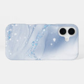 Modern Stone Dusty Blue Marble iPhone 16 Hoesje (Achterkant horizontaal)
