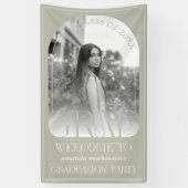 Modern Stone Grey Arch Photo Graduation Welcome  Spandoek (Verticaal)