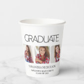 Modern strak 3-foto Afstuderen Papieren Bekers (Achterkant)