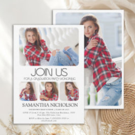 Modern strak 5-foto afstudeerfeest kaart