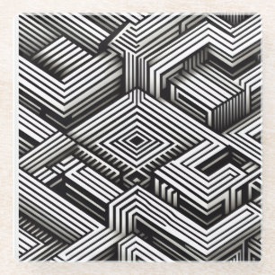 Modern strak Abstract Monochroom Geometrisch Patro Glazen Onderzetter