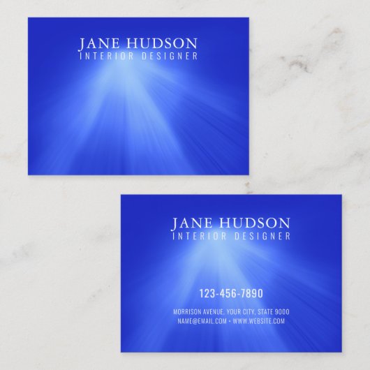 Modern Strak Elegant Ontwerp Blauw Licht Luxe Visitekaartje (Voorkant / Achterkant)