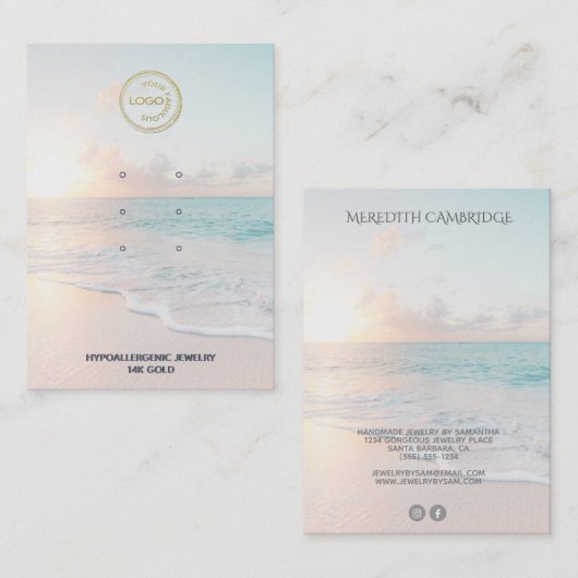 Modern strand 3 paren van Stud Earring Display Visitekaartje (Voorkant / Achterkant)