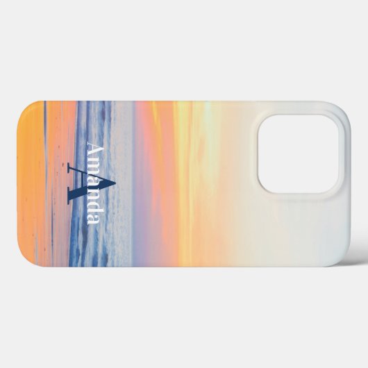 Modern strand oceaan tropisch monogram Case-Mate iPhone case (Achterkant (horizontaal))