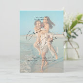 Modern strand Romance budget overlay foto bruiloft Kaart (Staand voorkant)