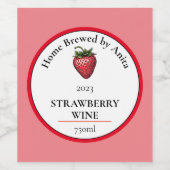 Modern Strawberry Wine Bottle Wijn Etiket (Enkel label)