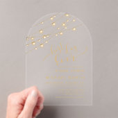 Modern String Lights Beste Dag Oog Gold ID585 Acryl Uitnodigingen (Insitu (Draagbaar))