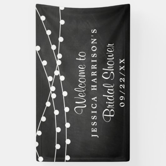 Modern String Lights op ChalkboardVrijgezellenfees Spandoek (Verticaal)