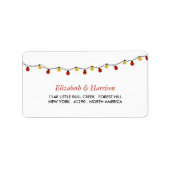 Modern String Lights, Red & Gold Wedding Etiket (Voorkant)