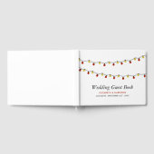 Modern String Lights, Red & Gold Wedding Gastenboek (Volledig)