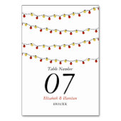 Modern String Lights, Red & Gold Wedding Kaart (Achterkant)