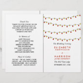 Modern String Lights, Red & Gold Wedding Program (Voorkant / Achterkant)