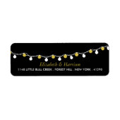 Modern String Lights, White & Gold Wedding Etiket (Voorkant)