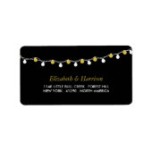 Modern String Lights, White & Gold Wedding Etiket (Voorkant)