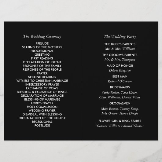 Modern String Lights, White/Gold Wedding Program (Achterkant)