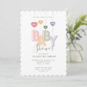 Modern string roze letters Baby harten Baby shower Kaart (Staand voorkant)