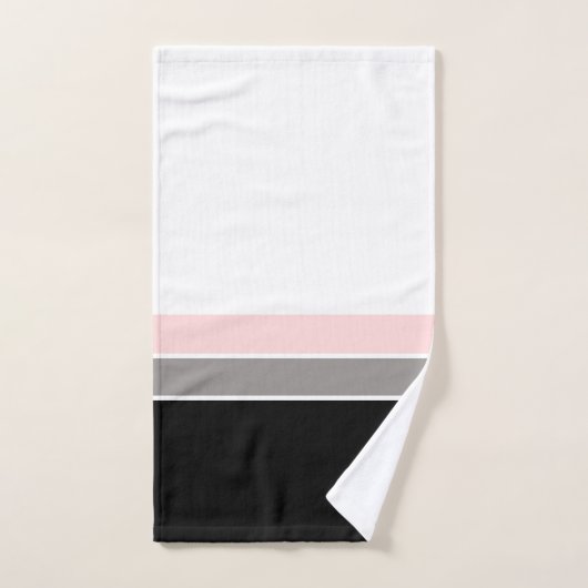 Modern Stripe Black Pink Grey Monogram Bad Handdoek (Handdoek)
