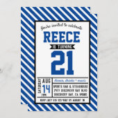 Modern Stripe Blue Man 21e Verjaardag Kaart (Voorkant / Achterkant)