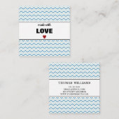 Modern Stripe Chevron Pattern "MADE with LOVE" Vierkante Visitekaartje (Voorkant / Achterkant)